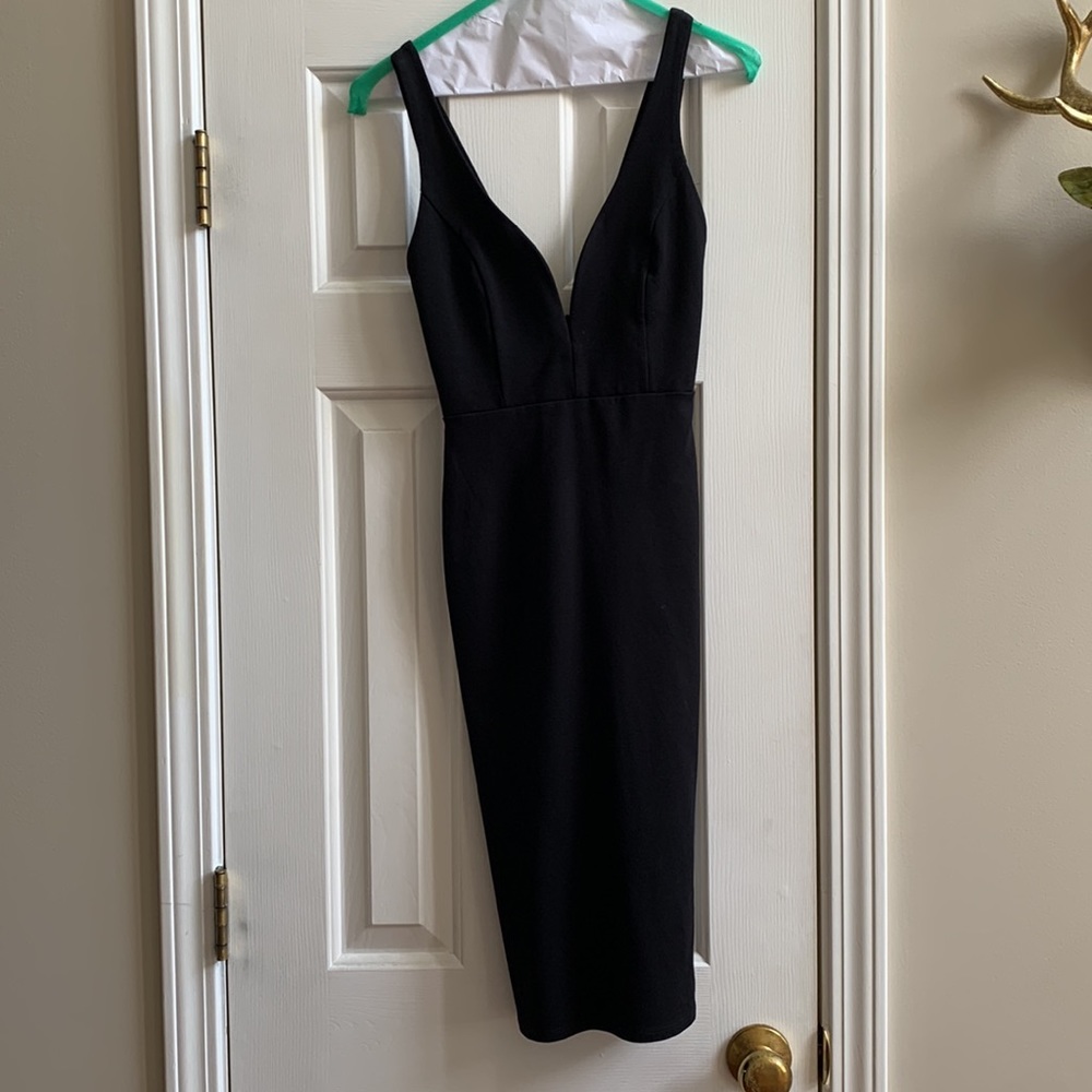 LuLu’s Gracefully Yours Black Bodycon Dress, Size Small (S)
